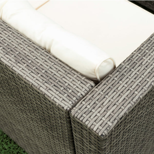 English Elm 4 Piece Patio Sectional Set - Modular Wicker Rattan Sofa With Soft Cushions & Convenient Storage Box W329S00033