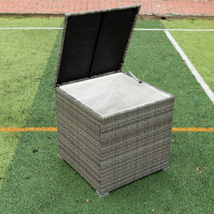 English Elm 4 Piece Patio Sectional Set - Modular Wicker Rattan Sofa With Soft Cushions & Convenient Storage Box W329S00033