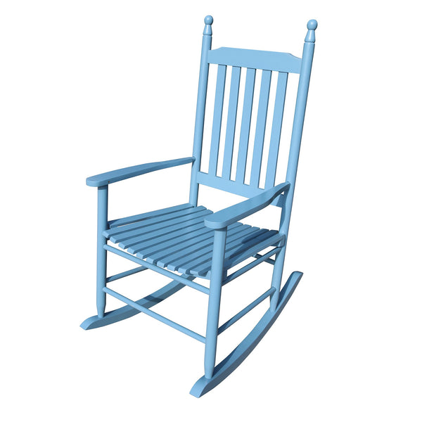 English Elm wooden Solid Wood Blue Porch Rocker Chair with Wide Seat & Armrests, Slatted Back, 250lb Limit W49528620