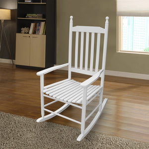 English Elm Wooden Wooden Porch Rocker Chair In Crisp White - Comfortable Solid Hardwood Design For Timeless Relaxation W49520605-GIGA