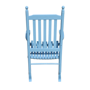 English Elm wooden Solid Wood Blue Porch Rocker Chair with Wide Seat & Armrests, Slatted Back, 250lb Limit W49528620