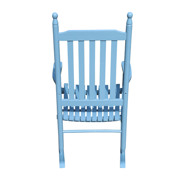 English Elm wooden Solid Wood Blue Porch Rocker Chair with Wide Seat & Armrests, Slatted Back, 250lb Limit W49528620