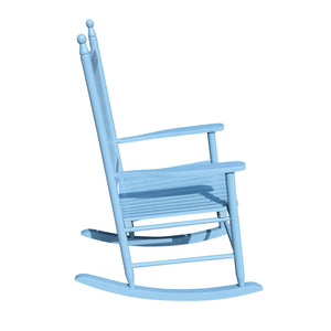 English Elm wooden Solid Wood Blue Porch Rocker Chair with Wide Seat & Armrests, Slatted Back, 250lb Limit W49528620