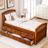 English Elm Orisfur. Twin Size Platform Storage Bed Solid Wood Bed With 6 Drawers