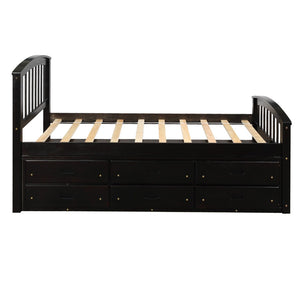 English Elm Orisfur. Twin Pine Platform Bed with Six Storage Drawers Espresso Finish Solid Frame SG000115DAA