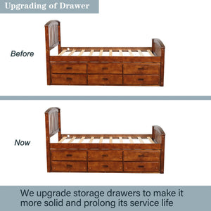 English Elm Orisfur. Twin Pine Platform Bed Six Built-in Drawers Espresso Kids Room Storage SG000119AAP