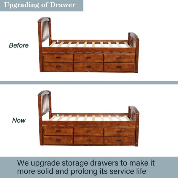 English Elm Orisfur. Twin Pine Platform Bed Six Built-in Drawers Espresso Kids Room Storage SG000119AAP