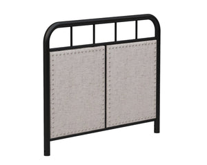 English Elm Twin Linen Upholstered Platform Bed Low Profile Steel Frame for Guest Rooms W21428125