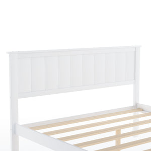 English Elm Full Full Size Platform Bed with Under-Bed Drawers, White — Pine/MDF, 10.5" Clearance, Sturdy Storage WF196530AAK