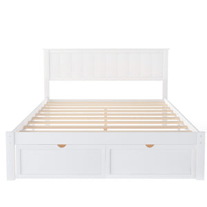 English Elm Full Full Size Platform Bed with Under-Bed Drawers, White — Pine/MDF, 10.5" Clearance, Sturdy Storage WF196530AAK