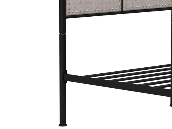 English Elm Twin Linen Upholstered Platform Bed Low Profile Steel Frame for Guest Rooms W21428125