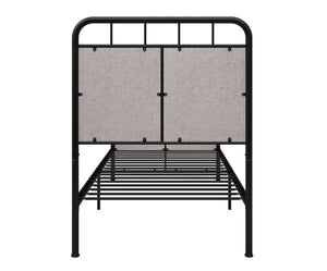 English Elm Twin Linen Upholstered Platform Bed Low Profile Steel Frame for Guest Rooms W21428125