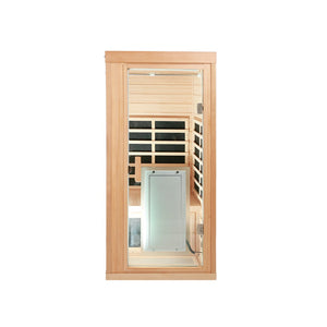 English Elm One-person Sauna Front Wall Assembly with Tempered Glass Door Oem Replacement Panel W63233413