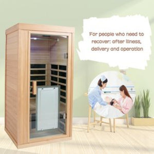 English Elm One-person Sauna Front Wall Assembly with Tempered Glass Door Oem Replacement Panel W63233413