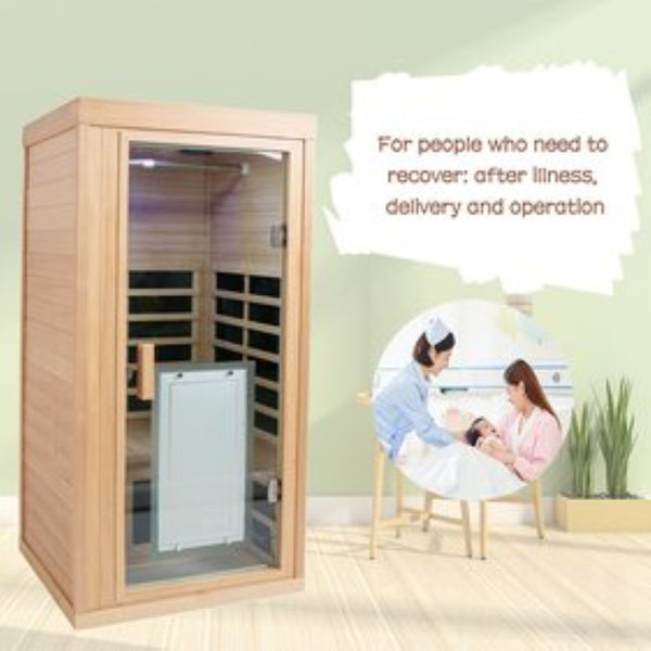 English Elm One-person Sauna Front Wall Assembly with Tempered Glass Door Oem Replacement Panel W63233413