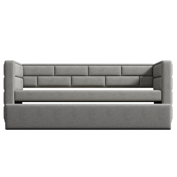 English Elm Twin Upholstered Daybed with Trundle Gray — Year-Round Comfort, 10 Slats, Sturdy 400lb Capacity SM000249AAE
