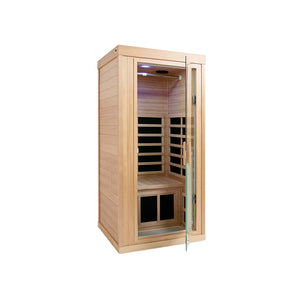 English Elm One-person Sauna Front Wall Assembly with Tempered Glass Door Oem Replacement Panel W63233413