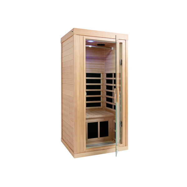 English Elm One-person Sauna Front Wall Assembly with Tempered Glass Door Oem Replacement Panel W63233413
