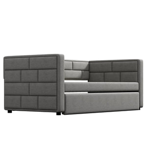 English Elm Twin Upholstered Daybed with Trundle Gray — Year-Round Comfort, 10 Slats, Sturdy 400lb Capacity SM000249AAE