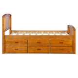 English Elm Orisfur. Twin Size Platform Storage Bed Solid Wood Bed With 6 Drawers