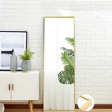 Full Length Floor Mirror with Aluminum Alloy Frame, Gold