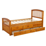 English Elm Orisfur. Twin Size Platform Storage Bed Solid Wood Bed With 6 Drawers