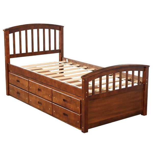 English Elm Orisfur. Twin Pine Platform Bed Six Built-in Drawers Espresso Kids Room Storage SG000119AAP