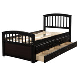 English Elm Orisfur. Twin Size Platform Storage Bed Solid Wood Bed With 6 Drawers