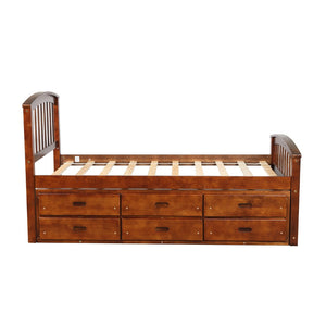 English Elm Orisfur. Twin Pine Platform Bed Six Built-in Drawers Espresso Kids Room Storage SG000119AAP