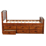 English Elm Orisfur. Twin Size Platform Storage Bed Solid Wood Bed With 6 Drawers