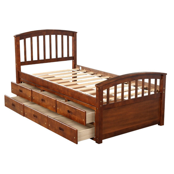 English Elm Orisfur. Twin Pine Platform Bed Six Built-in Drawers Espresso Kids Room Storage SG000119AAP