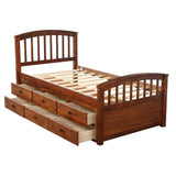 English Elm Orisfur. Twin Size Platform Storage Bed Solid Wood Bed With 6 Drawers