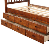 English Elm Orisfur. Twin Size Platform Storage Bed Solid Wood Bed With 6 Drawers