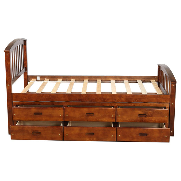 English Elm Orisfur. Twin Pine Platform Bed Six Built-in Drawers Espresso Kids Room Storage SG000119AAP