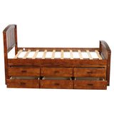 English Elm Orisfur. Twin Size Platform Storage Bed Solid Wood Bed With 6 Drawers