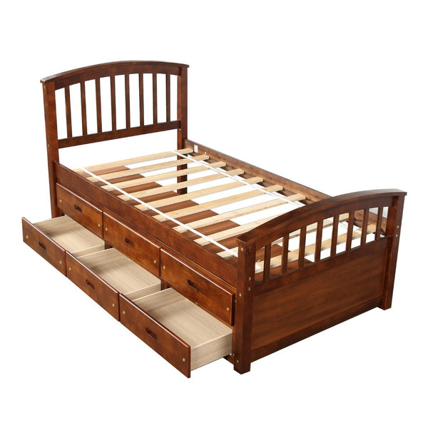 English Elm Orisfur. Twin Pine Platform Bed Six Built-in Drawers Espresso Kids Room Storage SG000119AAP