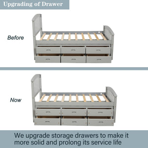 English Elm Orisfur. Twin Pine Platform Bed with Six Built-in Drawers Espresso Kids Room SG000120EAA