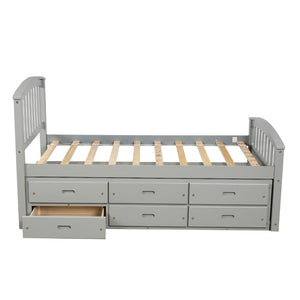 English Elm Orisfur. Twin Pine Platform Bed with Six Built-in Drawers Espresso Kids Room SG000120EAA