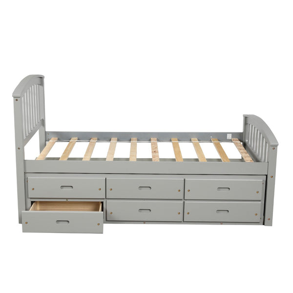 English Elm Orisfur. Twin Pine Platform Bed with Six Built-in Drawers Espresso Kids Room SG000120EAA