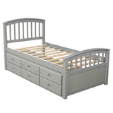 English Elm Orisfur. Twin Size Platform Storage Bed Solid Wood Bed With 6 Drawers