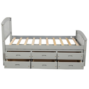 English Elm Orisfur. Twin Pine Platform Bed with Six Built-in Drawers Espresso Kids Room SG000120EAA