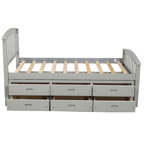English Elm Orisfur. Twin Pine Platform Bed with Six Built-in Drawers Espresso Kids Room SG000120EAA