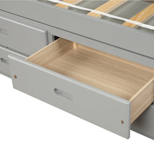 English Elm Orisfur. Twin Pine Platform Bed with Six Built-in Drawers Espresso Kids Room SG000120EAA