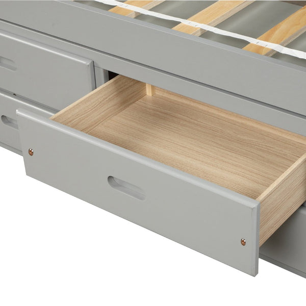 English Elm Orisfur. Twin Pine Platform Bed with Six Built-in Drawers Espresso Kids Room SG000120EAA