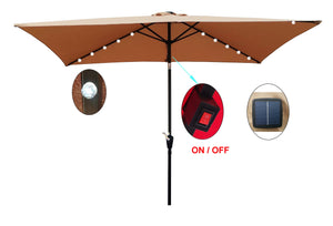 English Elm 10 Patio Umbrella 10 x 6.5ft Rectangular Waterproof Canopy with Crank Lift Push Button Tilt UV40+ Protection Brown W65627953