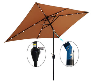 English Elm 10 Patio Umbrella 10 x 6.5ft Rectangular Waterproof Canopy with Crank Lift Push Button Tilt UV40+ Protection Brown W65627953