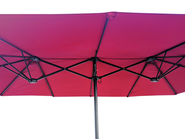 English Elm 15Ftx9FtDouble-Sided Extra Large Oval Patio Umbrella 180"x108" Waterproof Crank Lift UV40+ Wind Vent Durable Steel Frame Shade W65627935