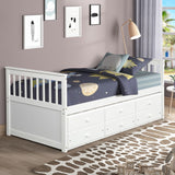 Hearth and Haven Claire Captain Twin Daybed with Trundle and Storage Drawers, White SH000176AAK