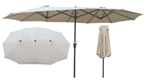 English Elm 15x9Ft Oval Double-Sided Patio Umbrella with Crank, Wind Vent, UV40+ Waterproof Canopy for Deck W65627934
