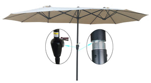 English Elm 15x9Ft Oval Double-Sided Patio Umbrella with Crank, Wind Vent, UV40+ Waterproof Canopy for Deck W65627934